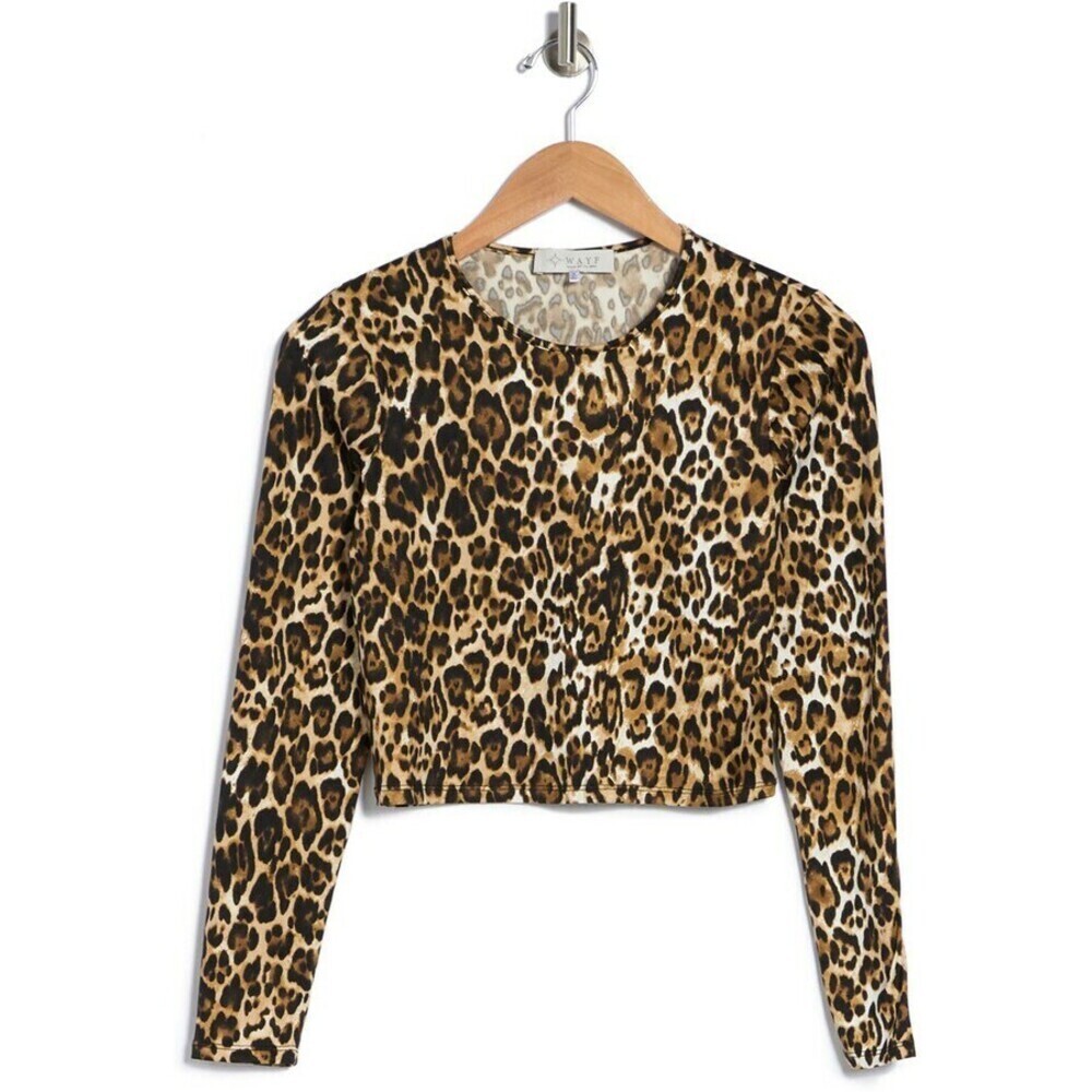 Wayf Women's Long Sleeve Knit Top In Leopard Print Size XS